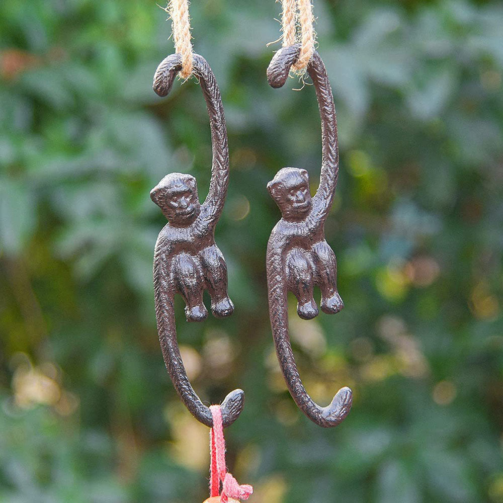 Heavy Duty Cast Iron Monkey Hook - Multi-Purpose Hanging Hook For Garden Home Wall Plant Pot Hanging Decoration