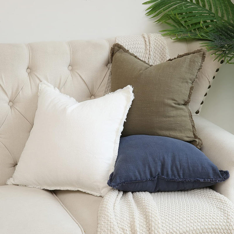 17"X17" Cozy White Pillow Cover with Fringe-Next Deal Shop-Next Deal Shop