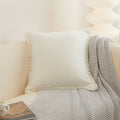 17"X17" Cozy White Pillow Cover with Fringe