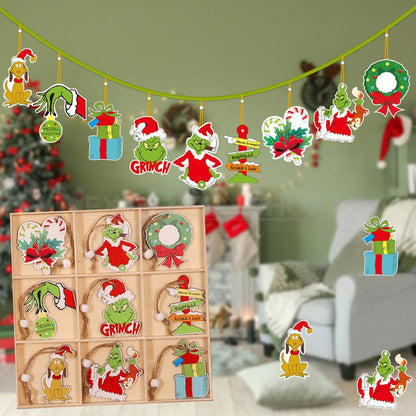 18 Pcs - Christmas Grinch Wooden Hanging Ornament-Next Deal Shop-Next Deal Shop