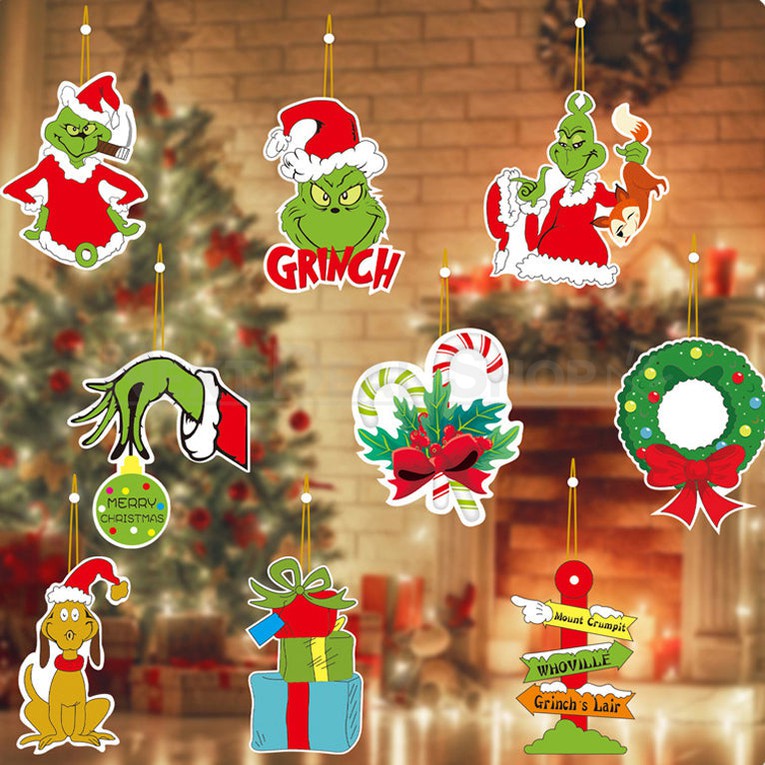 18 Pcs - Christmas Grinch Wooden Hanging Ornament-Next Deal Shop-Next Deal Shop