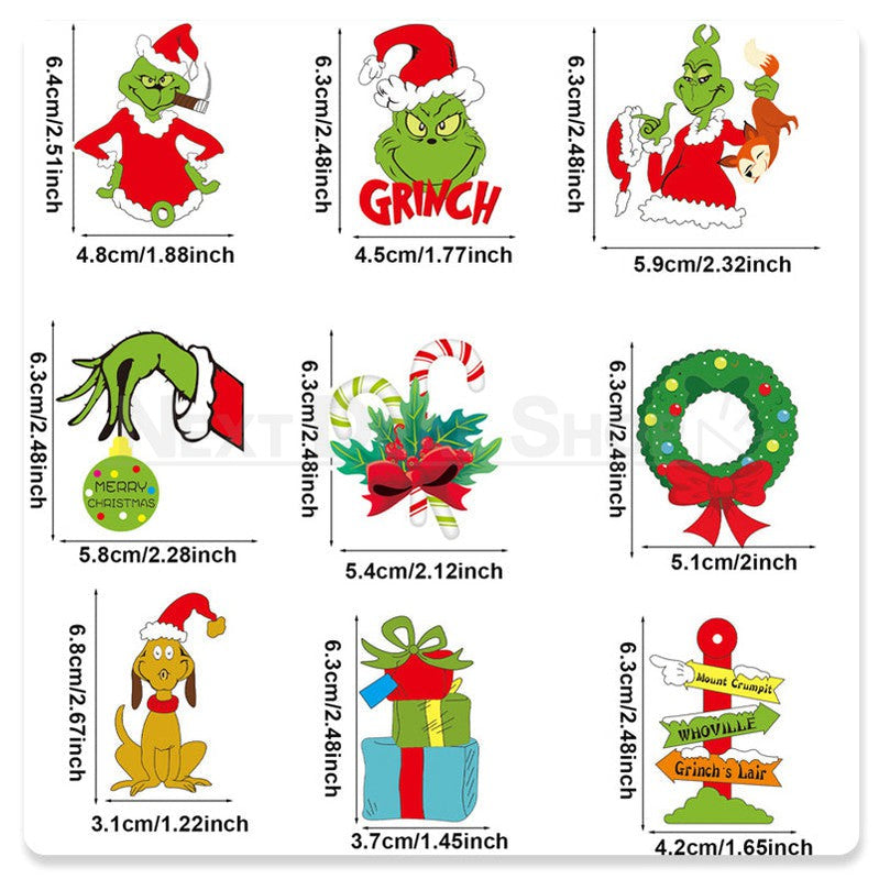 18 Pcs - Christmas Grinch Wooden Hanging Ornament-Next Deal Shop-Next Deal Shop