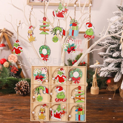 18 Pcs - Christmas Grinch Wooden Hanging Ornament-Next Deal Shop-Next Deal Shop