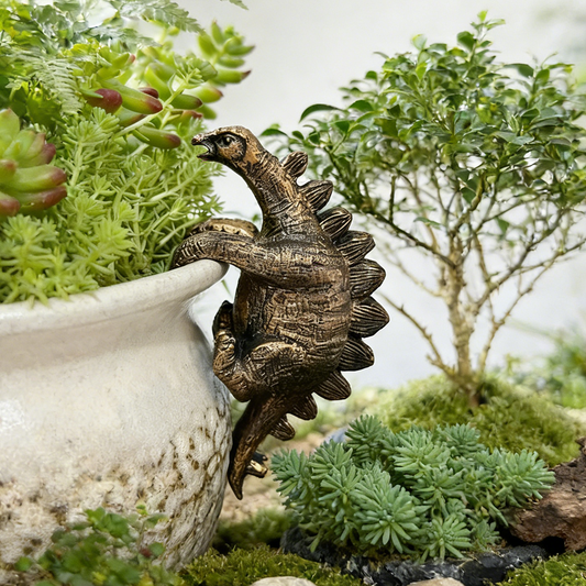 Hand Painted Stegosaurus Pot Hugger - Garden Yard Potted Plant Edge Decor