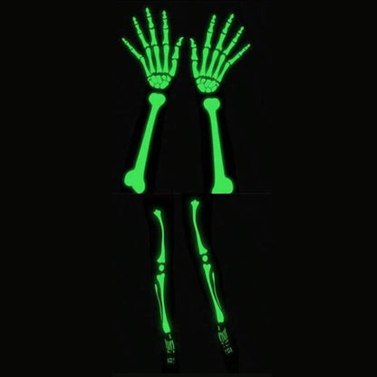 Glow in the Dark Skeleton Glove & Stocking Set - Halloween Party Cosplay Costume Accessory
