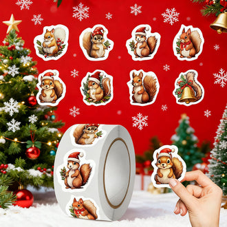 1000 Pcs Adorable Christmas Squirrel Sticker Set