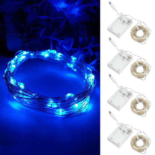 Fantasy Blue Copper Wire Fairy Light - 4 Pack, Home Lighting Decor
