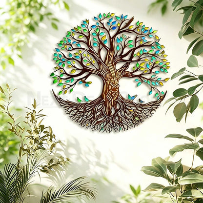 Colorful Tree of Life Metal Wall Art - Garden Patio Backyard Outdoor Wall Decoration