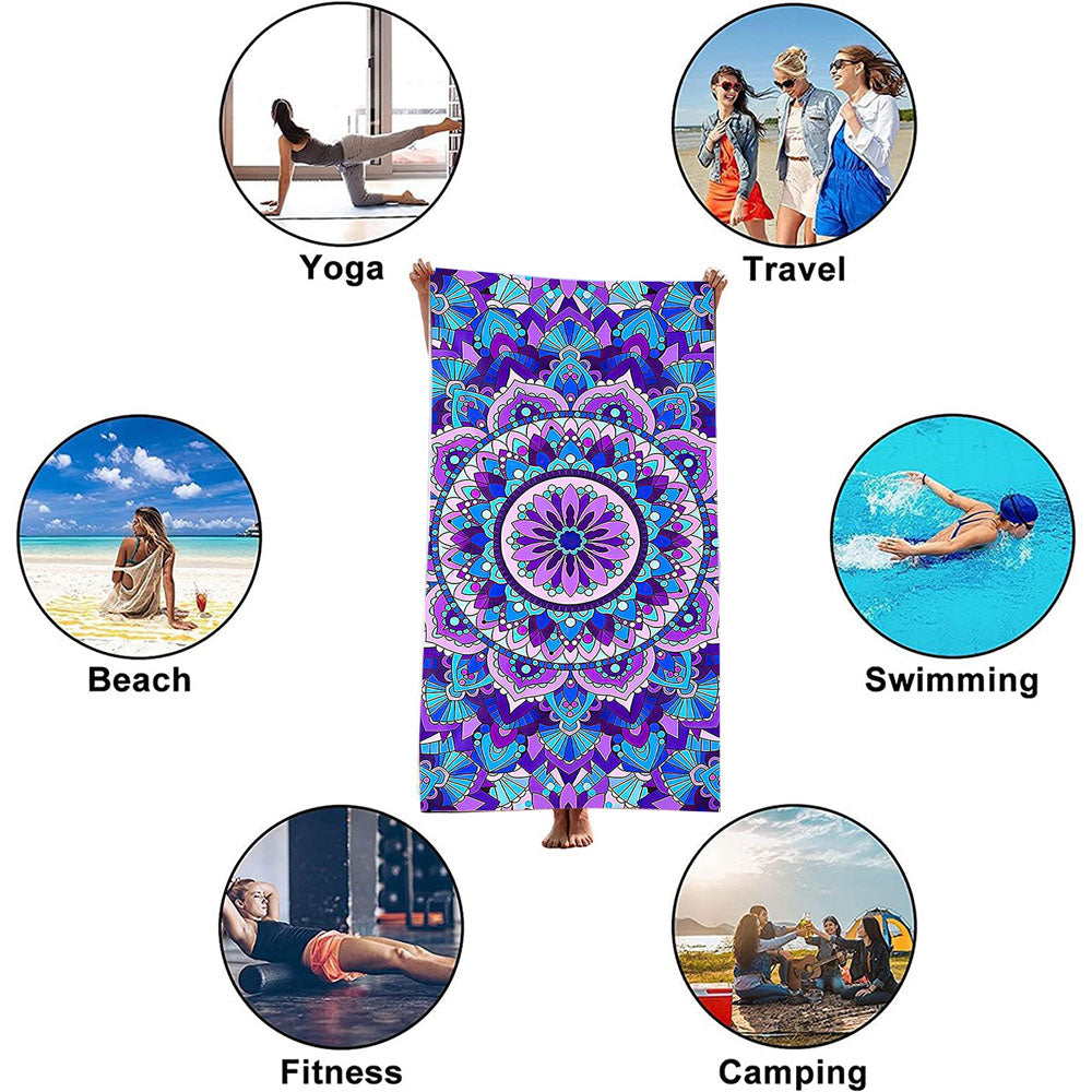 Mandala Floral Print Beach Towel - Summer Pool Seaside Vacation Quick Dry Bath Towel