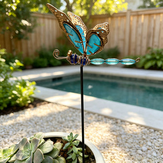 Glow in The Dark Dragonfly Metal Garden Yard Stake