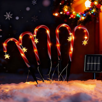 Solar Powered Christmas Candy Cane Stake Lights