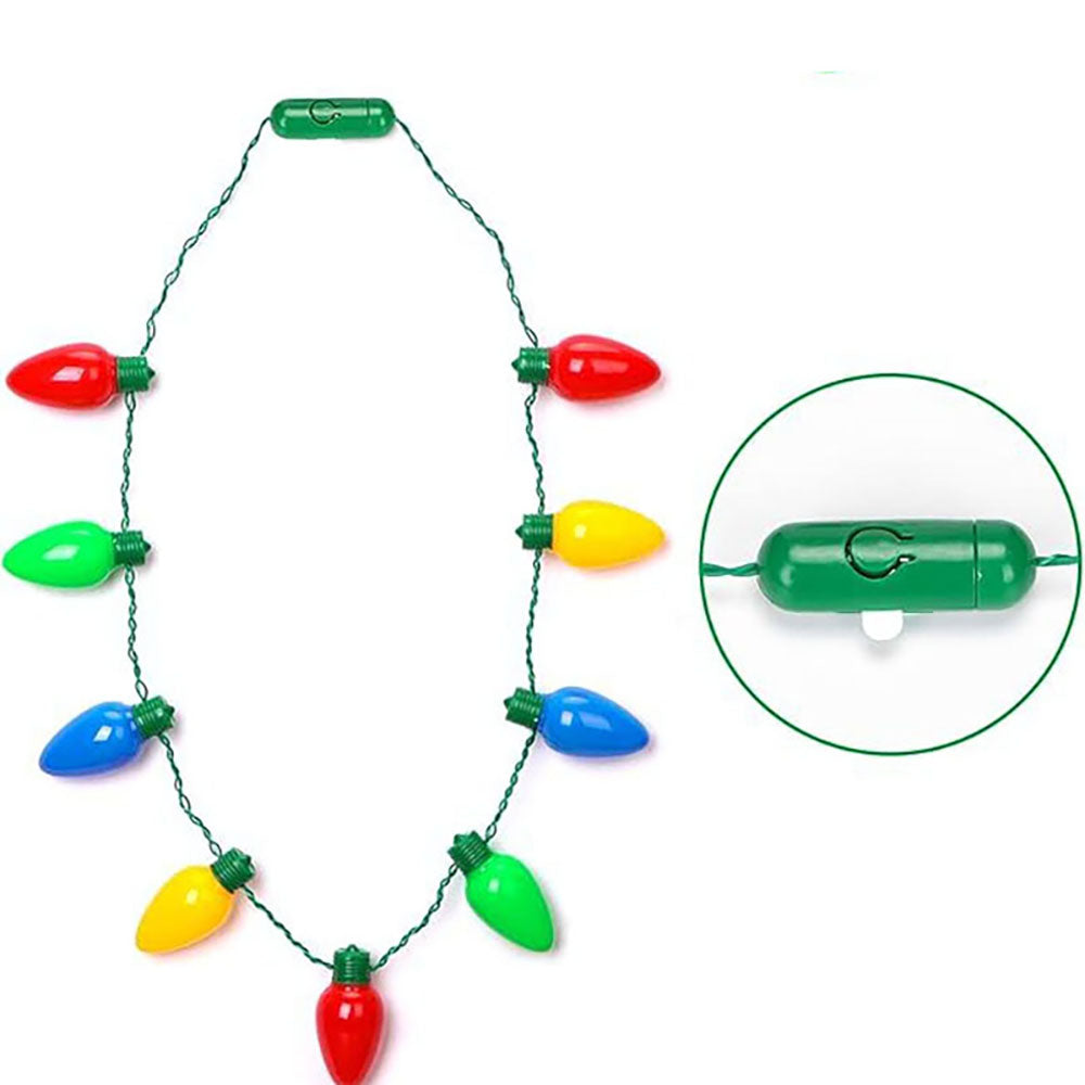 2 Pack - LED Christmas Bulb Party Necklace - Fun Glowing Party Accessory for Christmas Celebrations