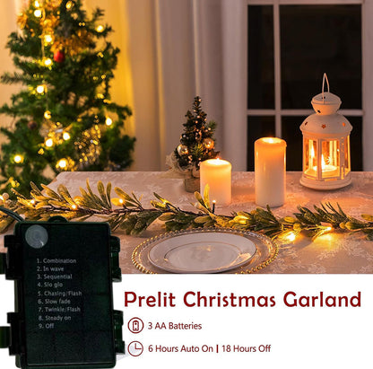 Frosted Mistletoe Garland - 5.9 ft, 20 LED, Home Christmas Holiday Decoration