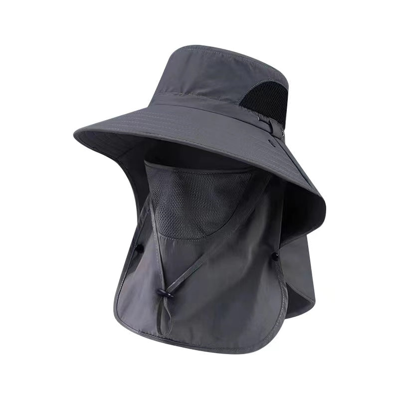 Wide Brim Sun Hat with Face Cover & Neck Flap - Outdoor Travel Fishing Beach Hat for UV Protection