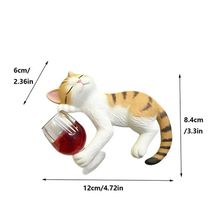 Whimsical Animal Hand-Painted Resin Tipsy Cat Pot Hugger - Garden & Patio Decor