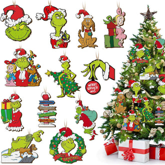 24 Pcs - Wooden Christmas Hanging Ornament Set