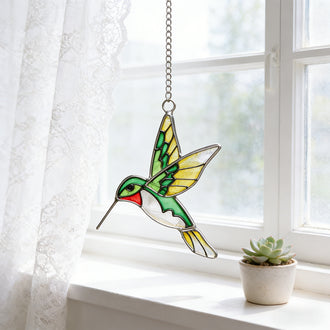 Stained Glass Hummingbird Hanging Decor