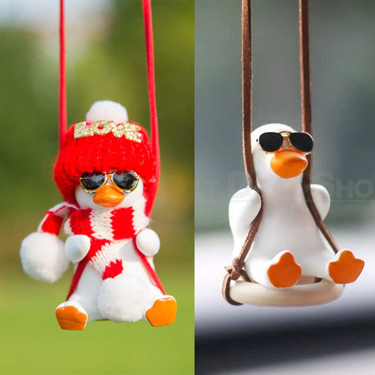 Set of 2 Adorable Duck Car Hanging Ornament - Car Rearview Mirror Interior Pendant Decor