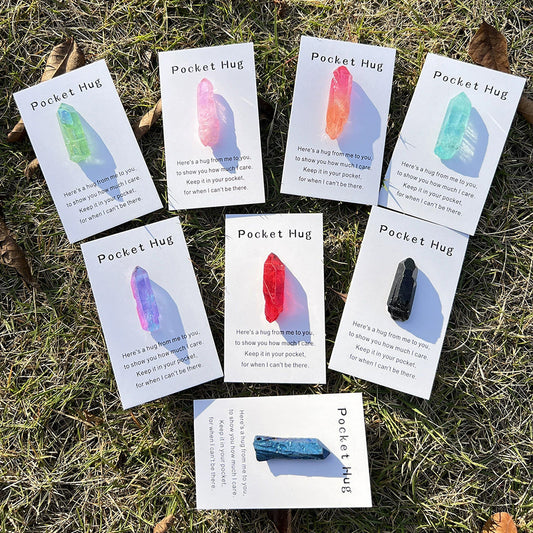Healing Crystal Pocket Hug Card - Encouragement Keepsake Card For Home Office Desk Decoration And Novelty Novelty Gift