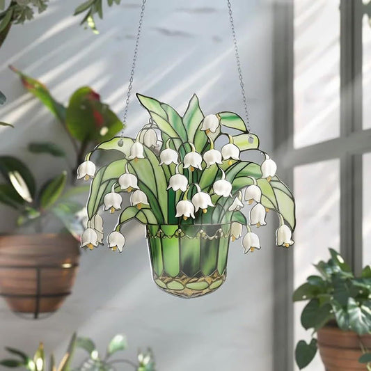 Lily of the Valley Hanging Suncatcher - 5.9-Inch, Window & Balcony Decor