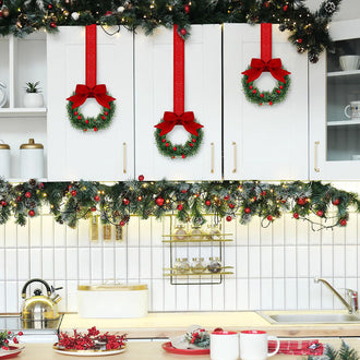 4 Pcs Christmas Kitchen Cabinet Wreath Set
