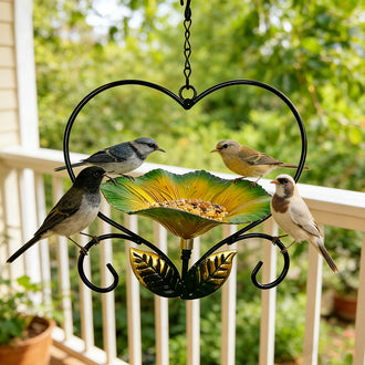 Metal Flower Hanging Bird Feeder