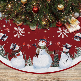 48 Inch Festive Snowman Christmas Tree Skirt