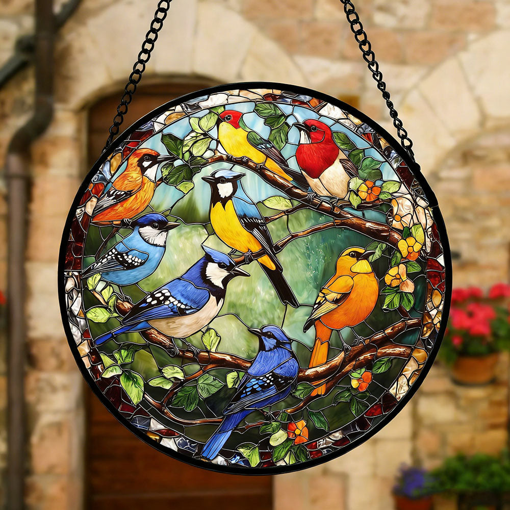 Stained Glass Bird Hanging Suncatcher