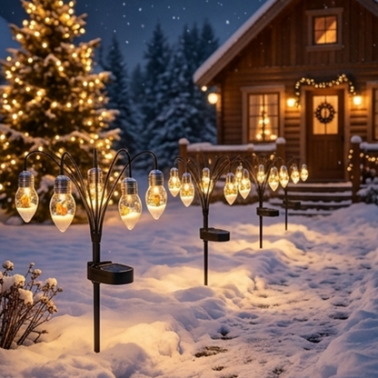 Solar Powered LED Christmas Bulb Stake Light - Outdoor Yard Pathway Garden Holiday Decor