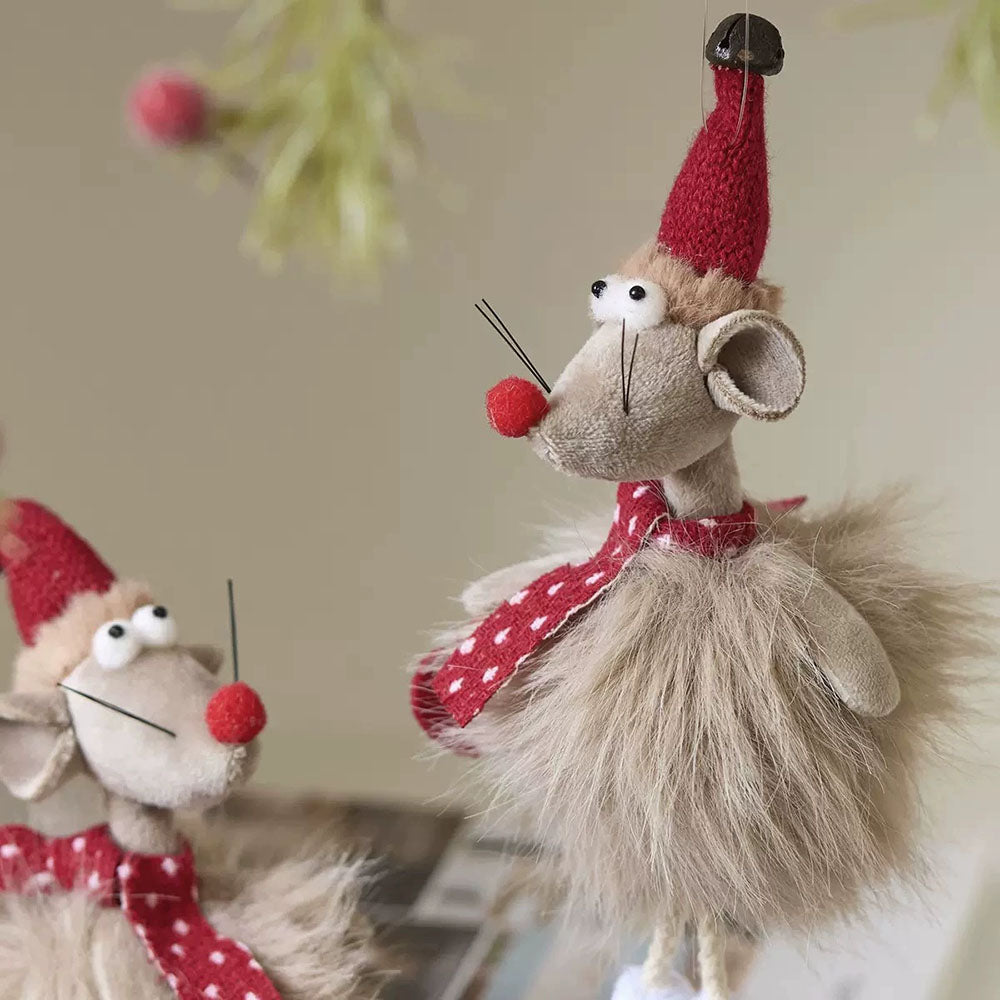 Handmade Christmas Mouse Hanging Ornament