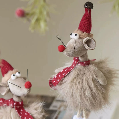 Handmade Christmas Mouse Hanging Ornament