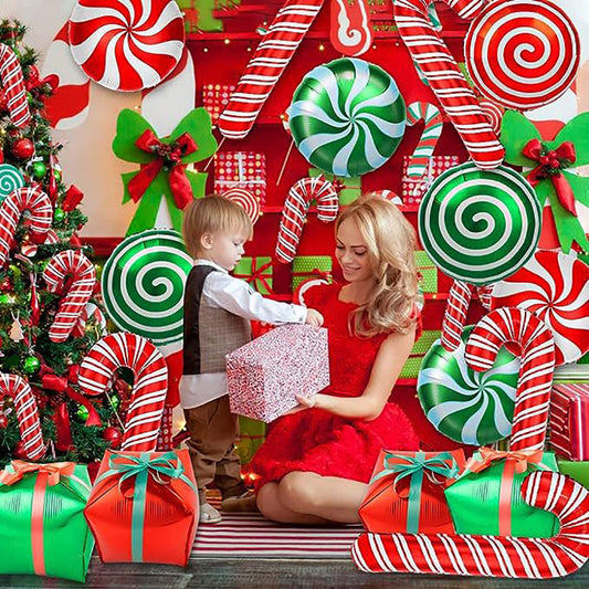 30 Pcs Holiday Candy & Gift Box Foil Balloon - Xmas Party Decor