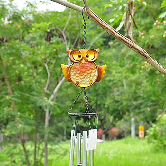 Handmade Iron Owl Outdoor Wind Chime - Hanging Ornament For Garden Yard Patio Outdoor Decoration