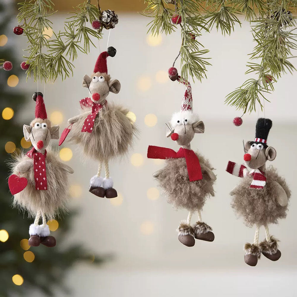 Handmade Christmas Mouse Hanging Ornament