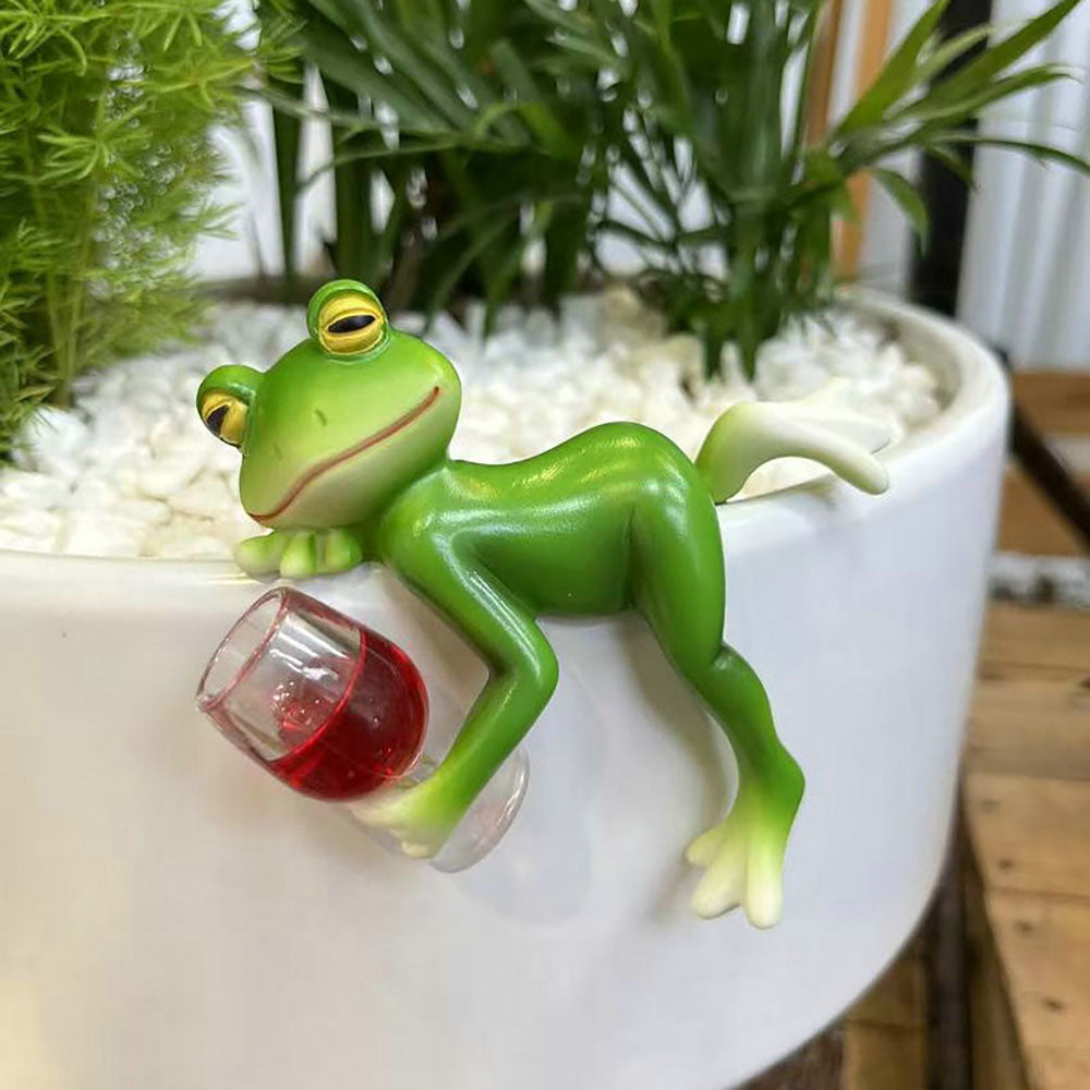 Whimsical Weatherproof Resin Frog Pot Hugger - Planter & Flower Bed Decor