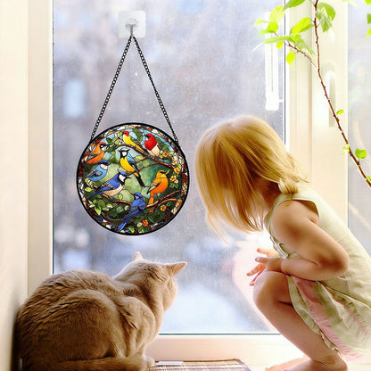 Stained Glass Bird Hanging Suncatcher