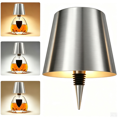 USB Rechargeable LED Wine Bottle Stopper Light - Sliver, Modern Dining & Patio Bar Lighting