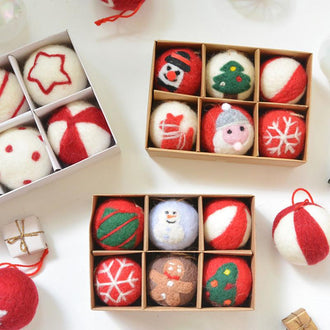 6 Pcs - Christmas Felt Ornament Ball