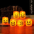 6 Pcs Halloween LED Pumpkin Candle Lights Set - Indoor Tabletop Holiday Spooky Decor