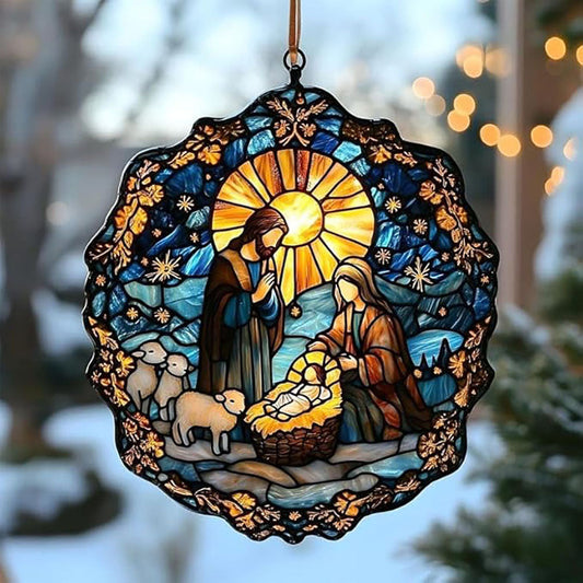 Christmas Nativity Scene Hanging Decor - Home Xmas Tree Indoor Outdoor Holiday Decor