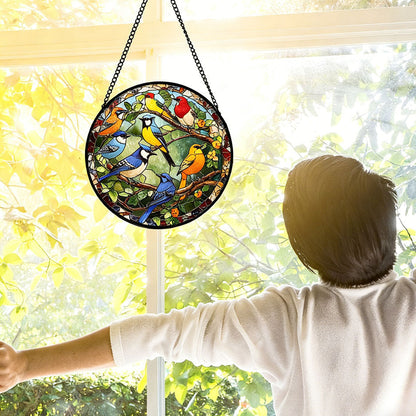 Stained Glass Bird Hanging Suncatcher