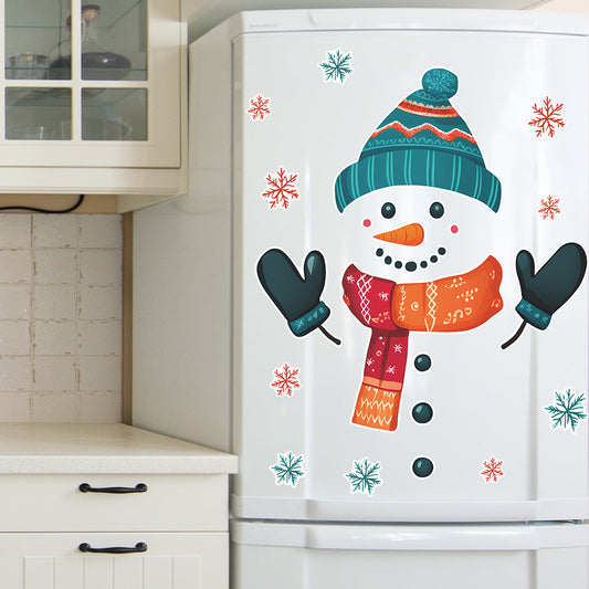 Adorable Snowman & Snowflake Stickers Set - Window Wall Xmas Winter Decor