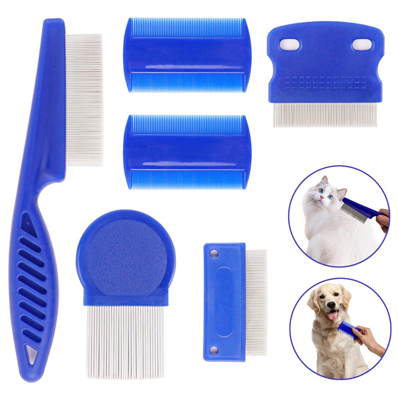 6 Pcs - Flea Comb for Pet - Dog Cat Hair Grooming Cleaning Comb