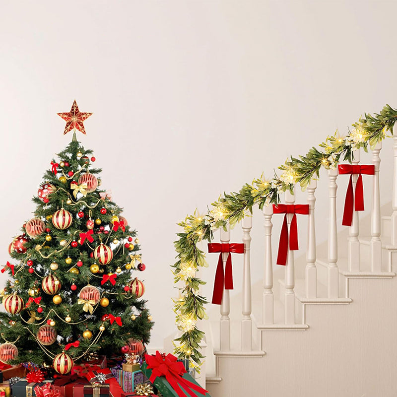 Frosted Mistletoe Garland - 5.9 ft, 20 LED, Home Christmas Holiday Decoration