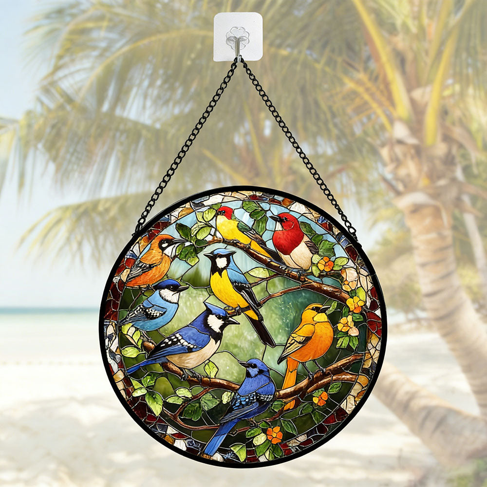 Stained Glass Bird Hanging Suncatcher