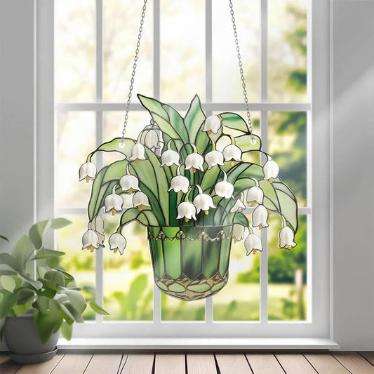Lily of the Valley Hanging Suncatcher - 5.9-Inch, Window & Balcony Decor