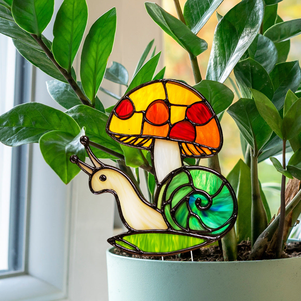 Snail and Mushroom Flower Pot Decor - Garden Home Potted Plant Decoration