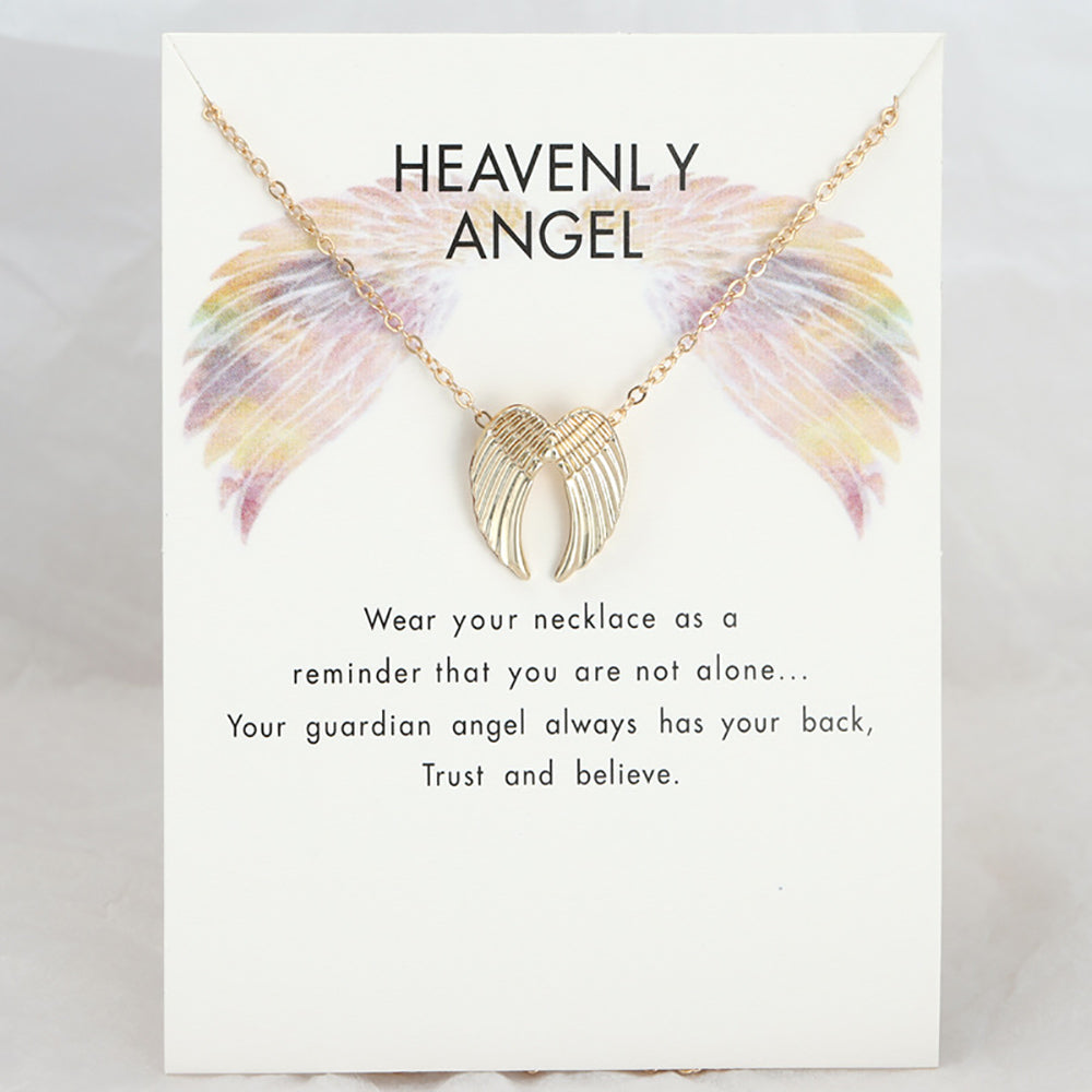 Angel Wing Pendant Necklace with Message Card - Daily Wear Jewelr Keepsake Gift