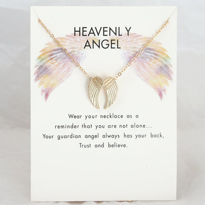 Angel Wing Pendant Necklace with Message Card - Daily Wear Jewelr Keepsake Gift