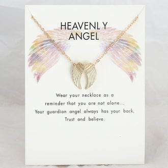 Angel Wing Pendant Necklace with Message Card